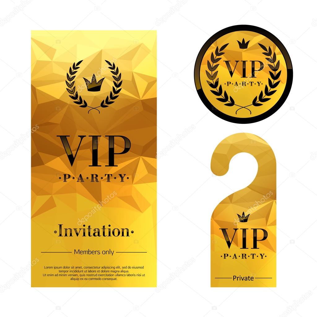 Vip Party Invitation Card, Warning Hanger And Badge  â Stock
